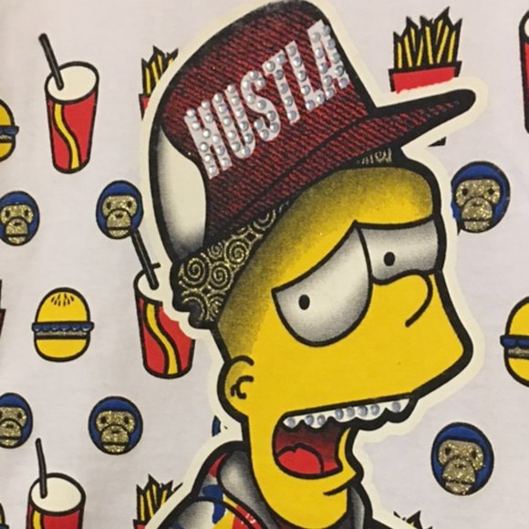 NWOT BART SIMPSON "Hustla" T-Shirt Size M - Picture 2 of 3